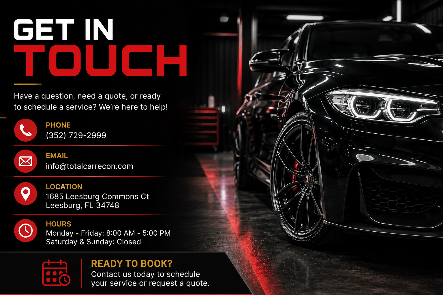 Contact Page Image | Total Recon Contact Total Recon Today for All Your Auto Care Needs Near You